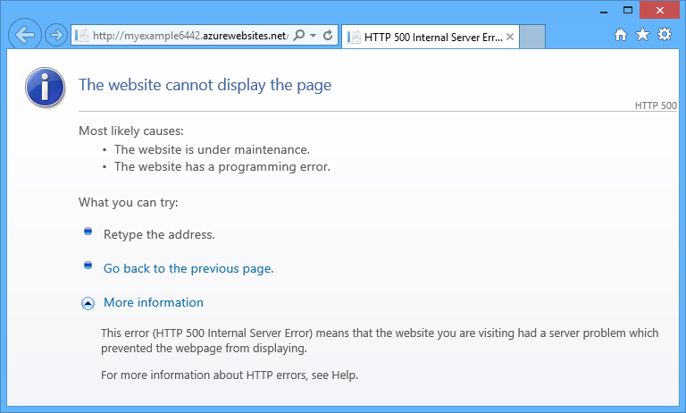 屏幕截图显示了这样一条消息：“网站无法在 Web 浏览器中显示页面错误”。