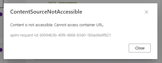 无法访问内容源错误的屏幕截图。