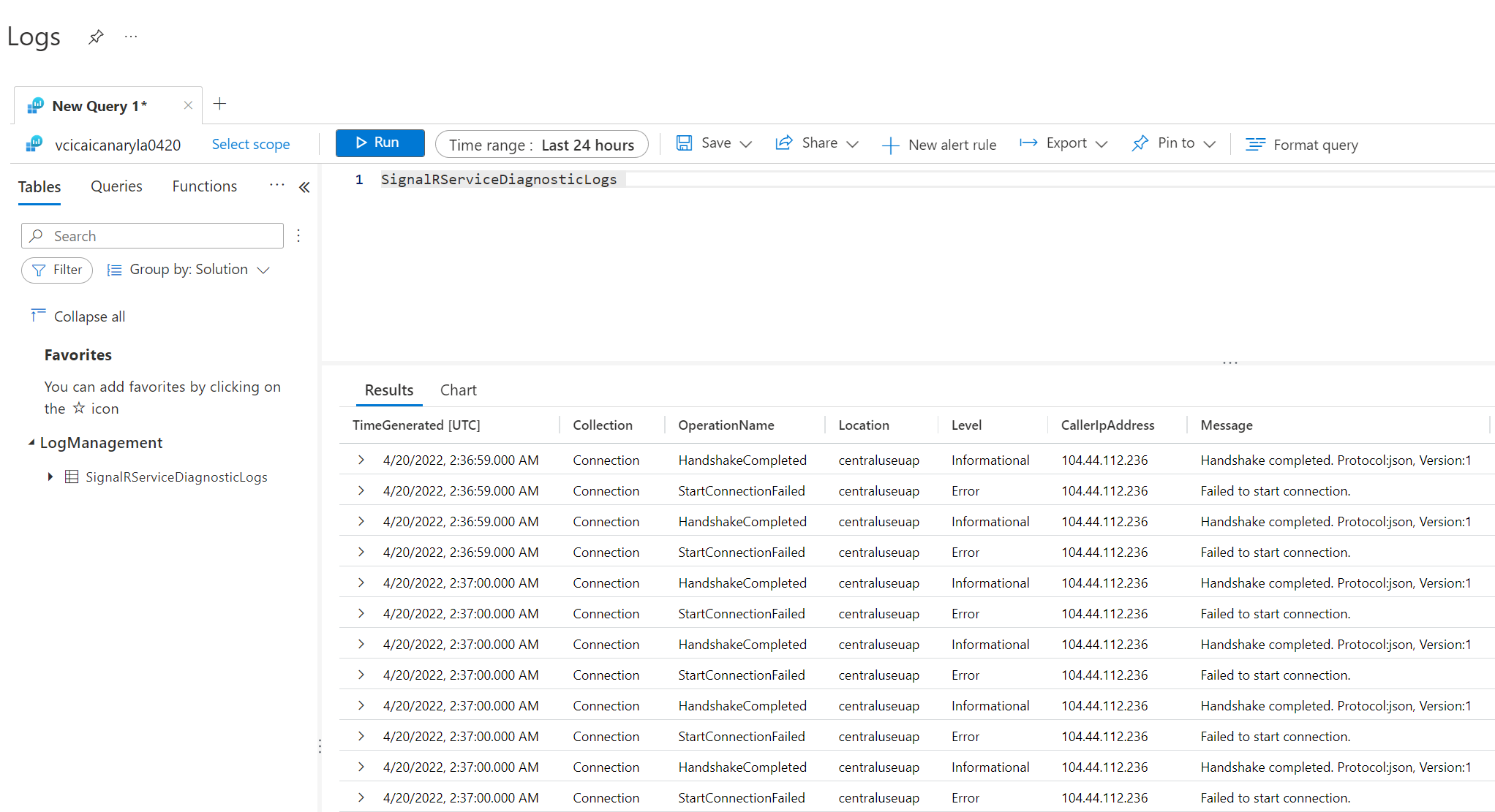 在 Log Analytics 中查询日志