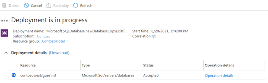 屏幕截图显示辅助数据库的部署状态。