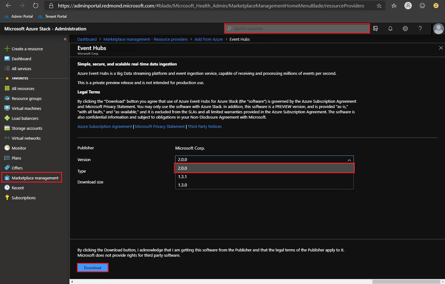 Marketplace management packages