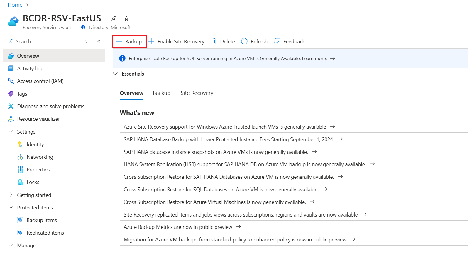 显示为 Azure 文件存储配置备份的屏幕截图。