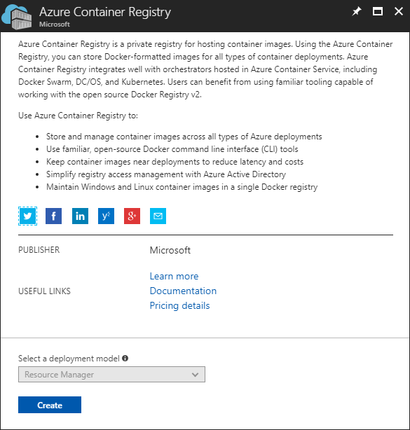 在门户中创建容器注册表