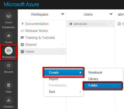 Screenshot showing how to create a new folder.