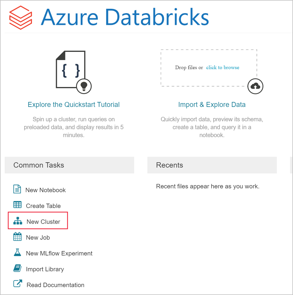 Create a new Azure Databricks cluster