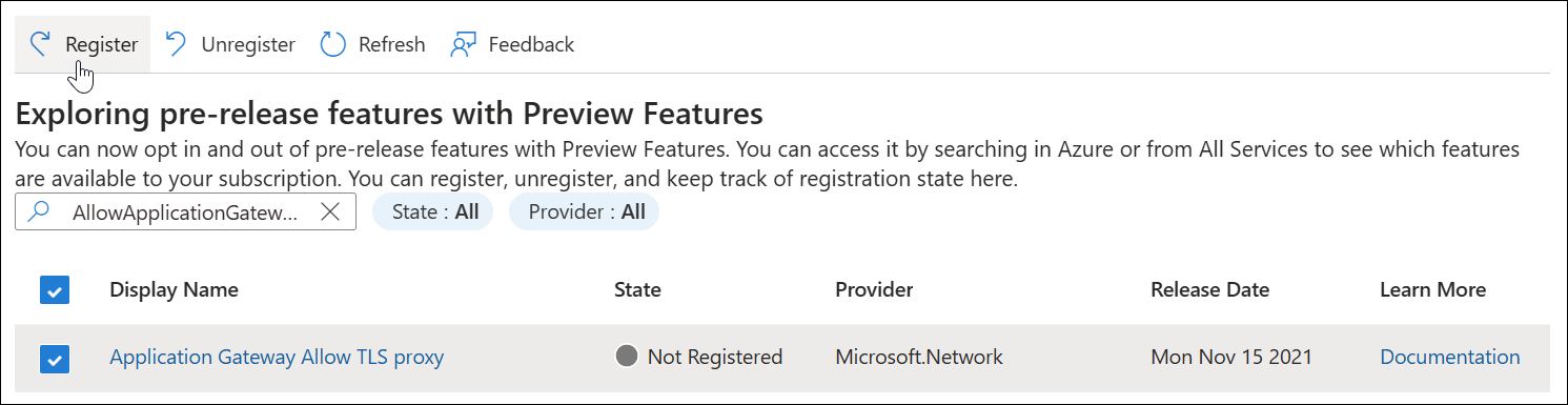 A screenshot of registering for the preview.