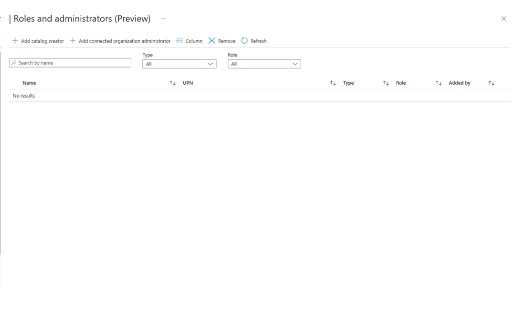 Screenshot of options and entries under Roles and administrators.
