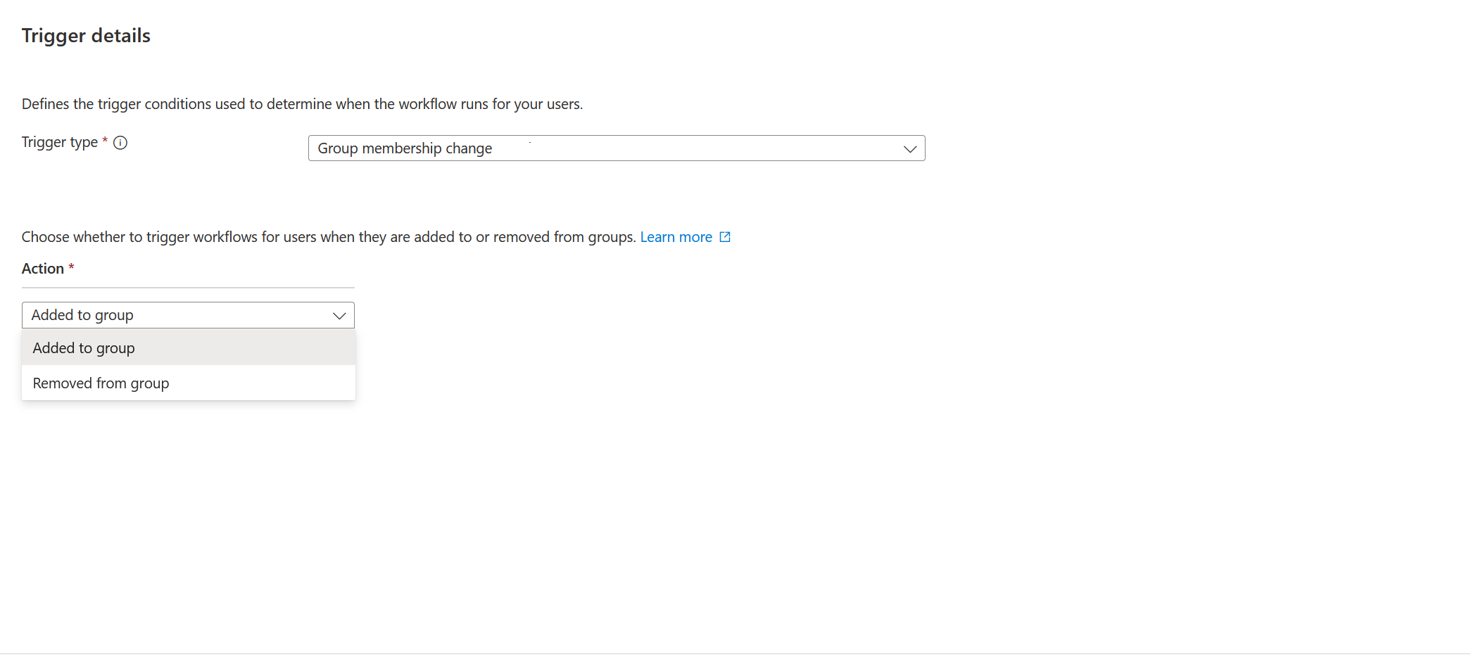 Screenshot of the group membership change trigger.