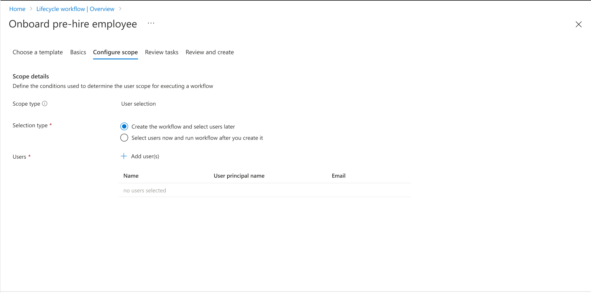 Screenshot of selecting users for manual workflow execution.