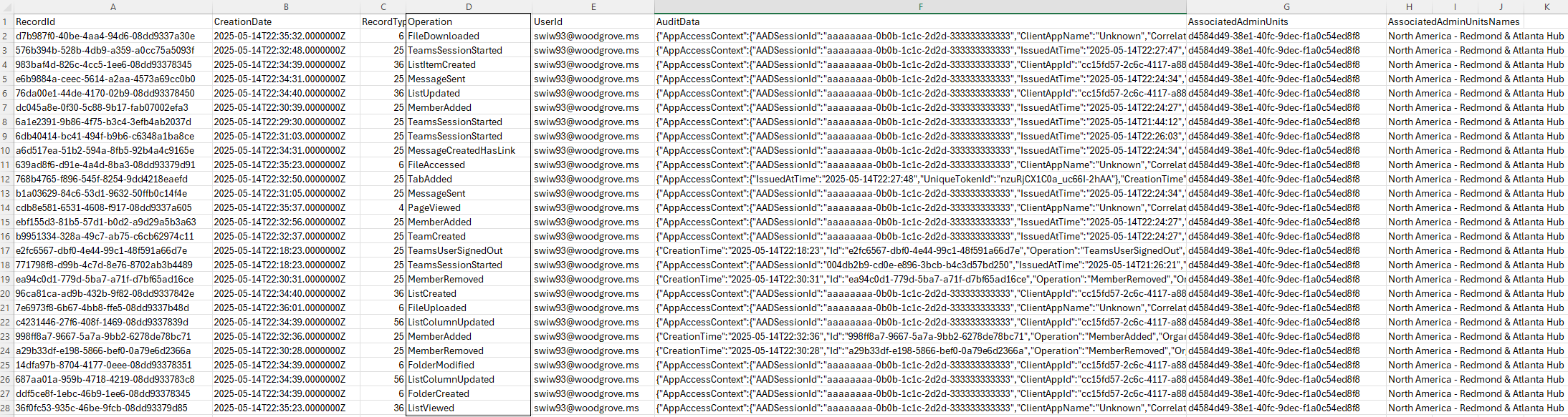 Screenshot of Microsoft Purview portal showing search for logs exported.