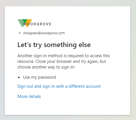 Screenshot of the dialog for choosing another sign-in method.