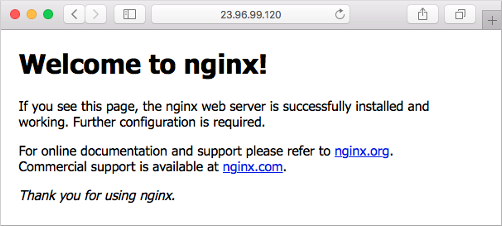 View the default NGINX page of the deployed application