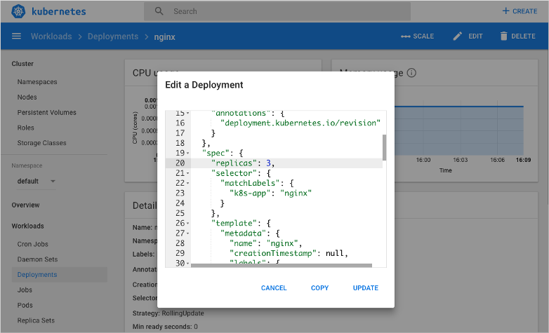 Edit the deployment to update the number of replicas