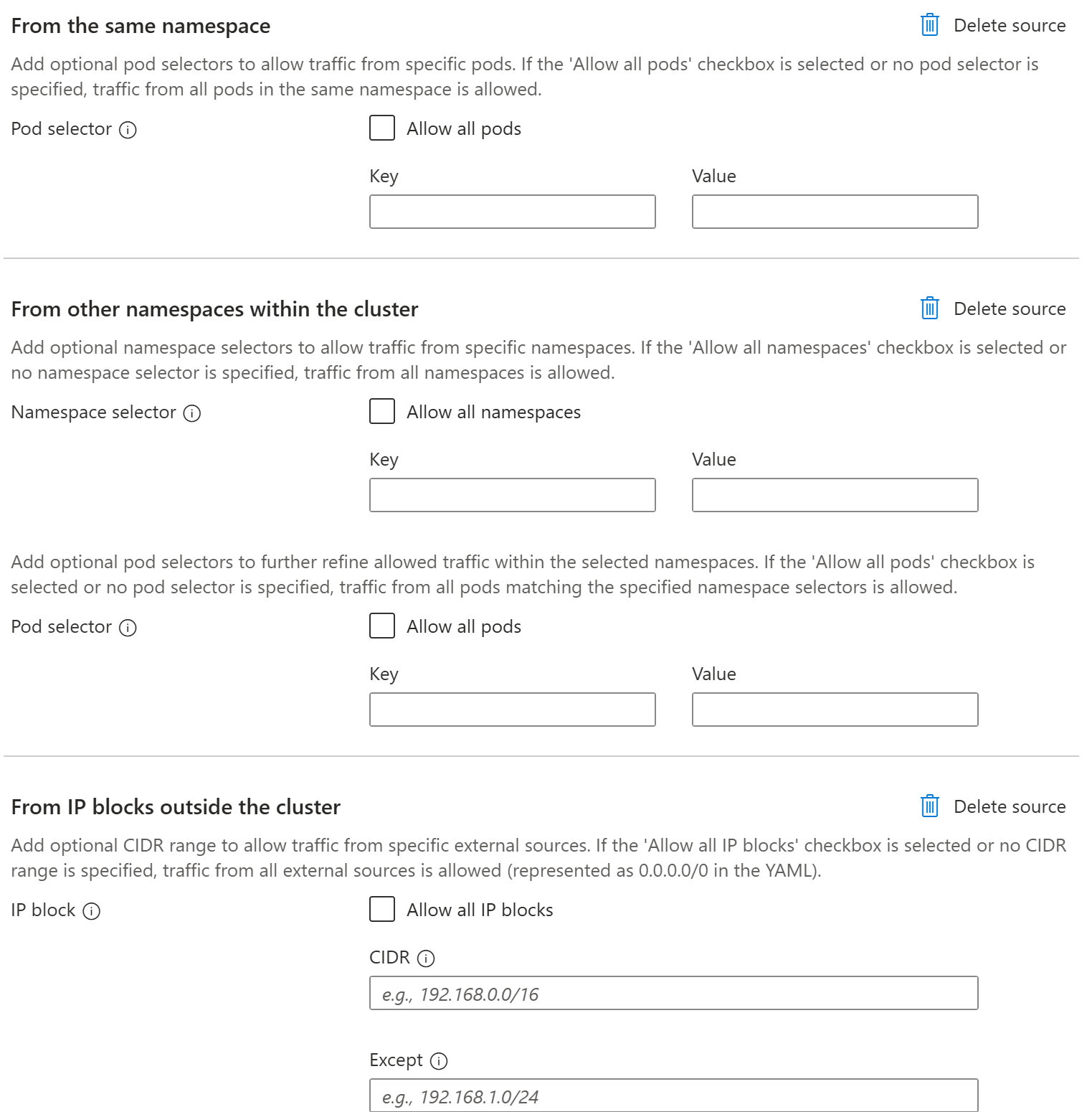 Screenshot showing configuration options for custom traffic.