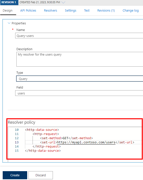 Screenshot of configuring resolver policy in the portal.