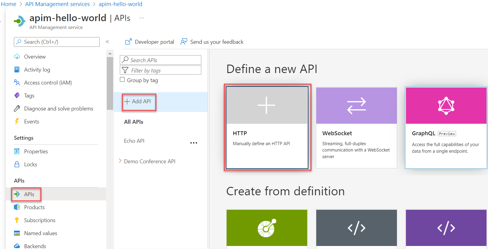 Define a HTTP API