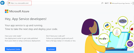 Screenshot of a browser window showing a test to verify access to the app domain name.