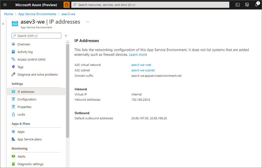 Screenshot that shows details about IP addresses.