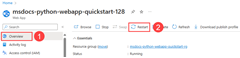 A screenshot of how to reset the web app in the Azure portal.