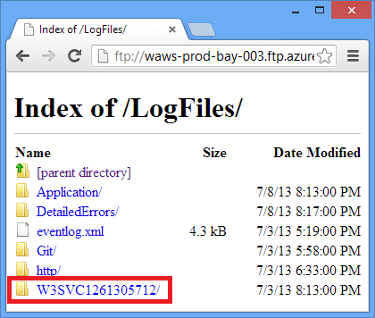 Open W3SVC folder