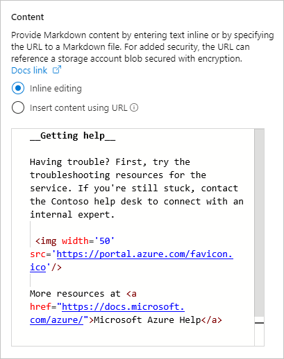 Screenshot showing entering inline content