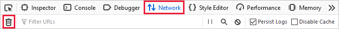 Screenshot of the "Clear" option on the Network tab.