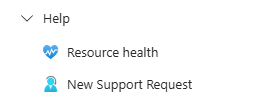 Screenshot of the Create a support request option in the resource pane.