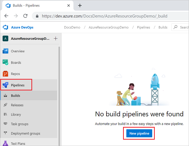 Screenshot of creating new pipeline.