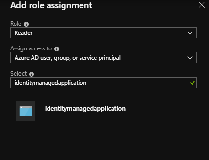 Add role assignment for Managed Application