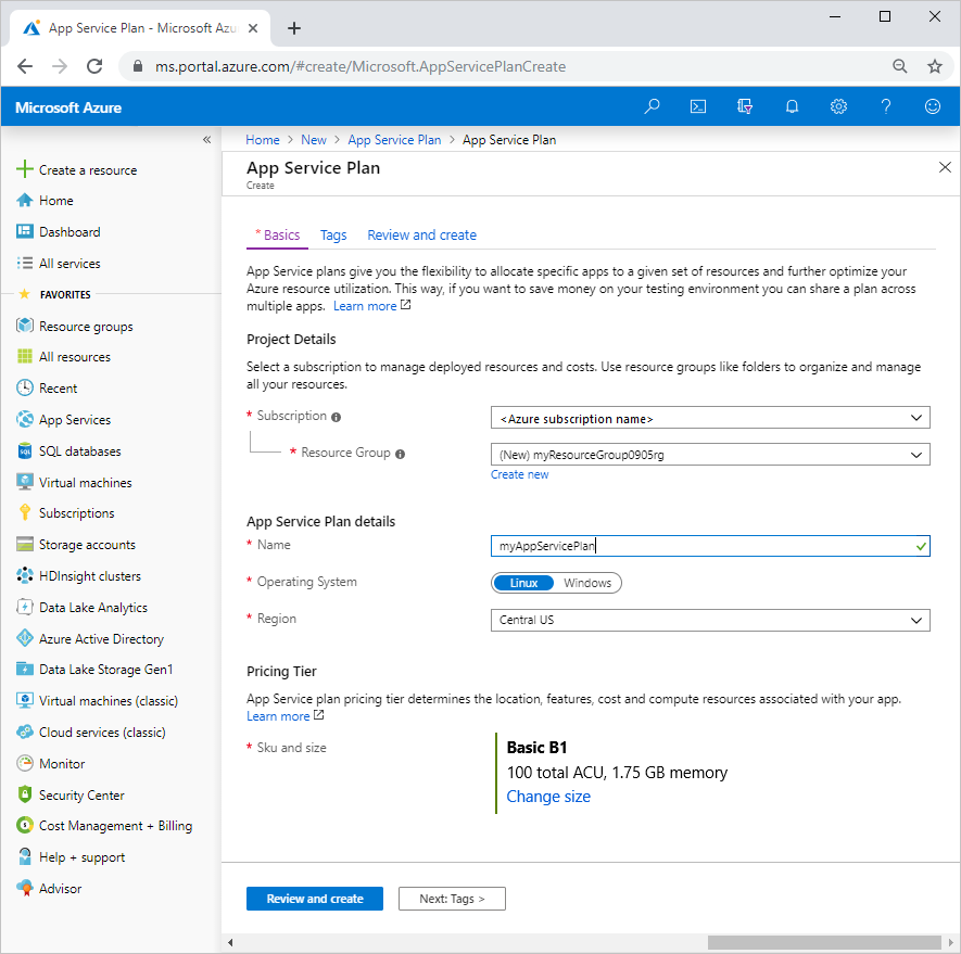 Resource Manager template export template portal