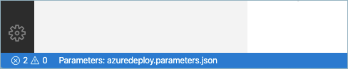 Image showing the template/parameter file mapping in the Visual Studio Code status bar.