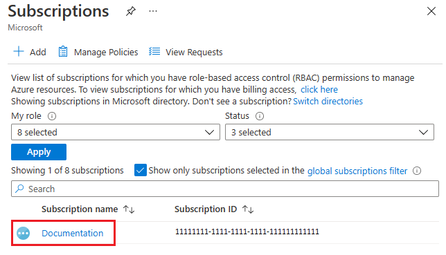 Select subscription