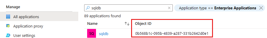Screenshot shows where to find the Object ID for an enterprise application.