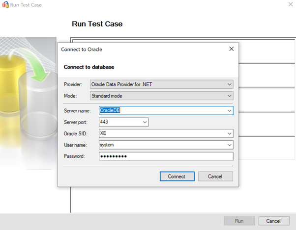 Screenshot that shows step to connect to  oracle source