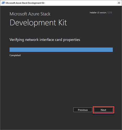 Verifying network interface card properties in ASDK