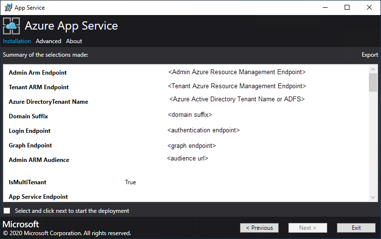 Screenshot showing Azure App Service on Azure Stack Hub upgrade summary.