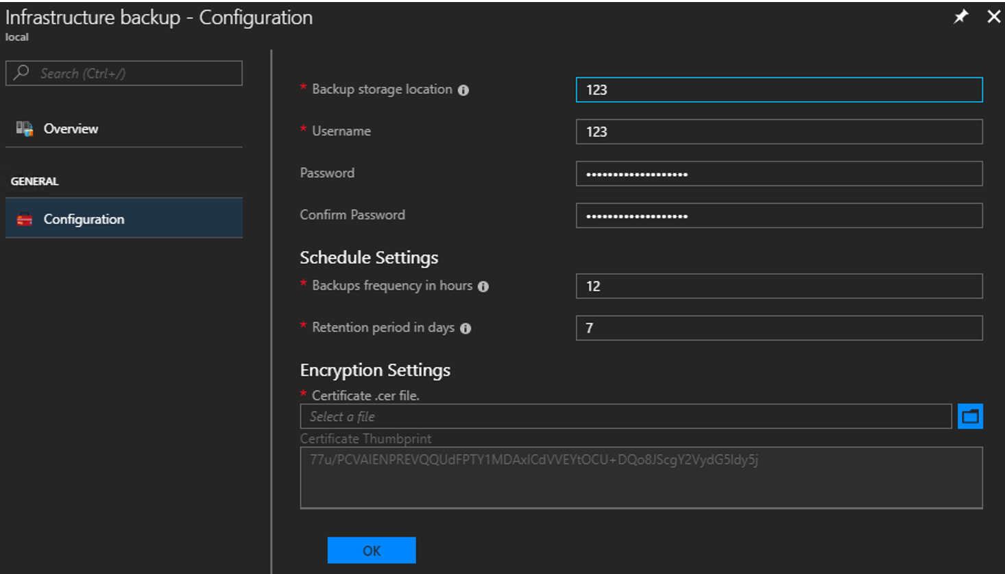 Azure Stack Hub - Backup controller settings