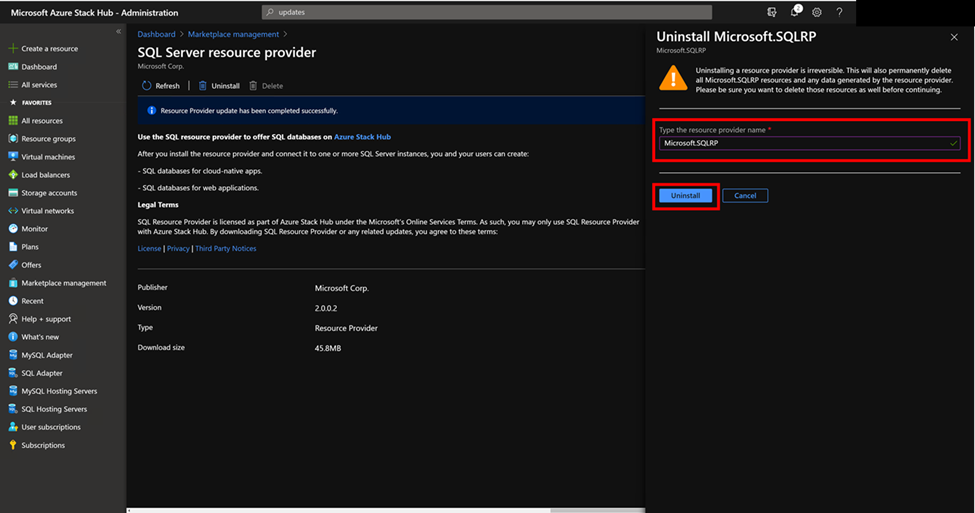 Confirm Uninstall