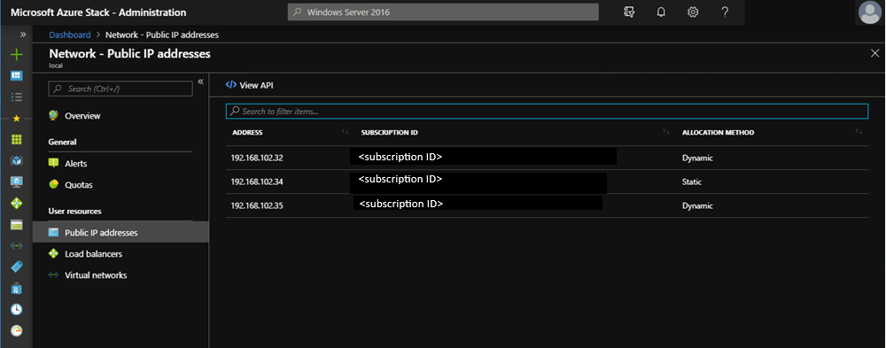 Tenant public IP addresses in Azure Stack Hub administrator portal