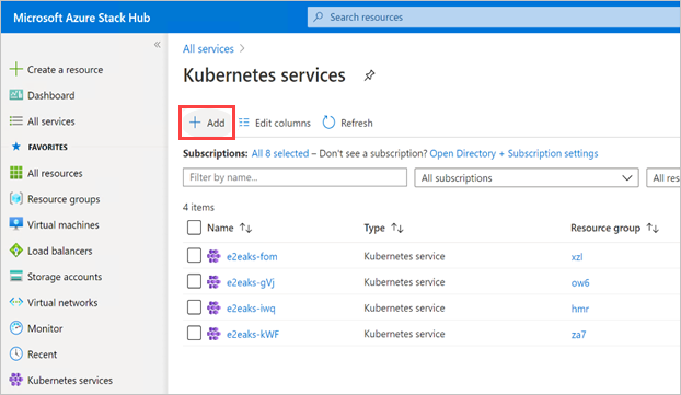 You can select select add in the portal to add a cluster.