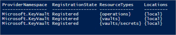 Key vault registration state in Powershell