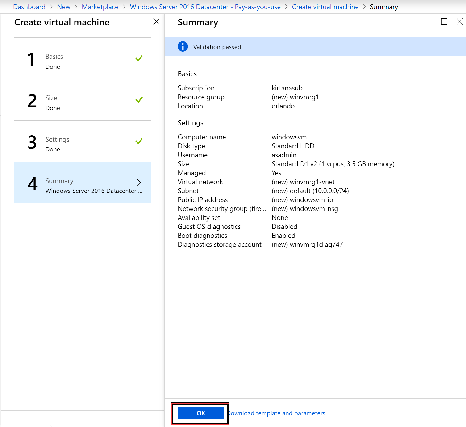 Create a VM - Summary