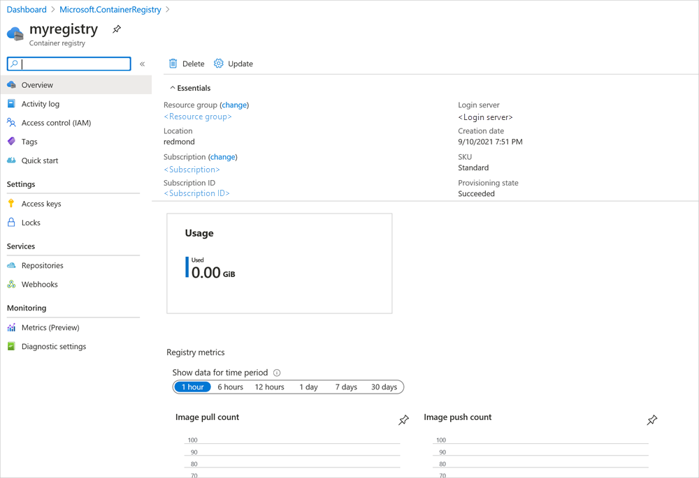 View and manage container registry.