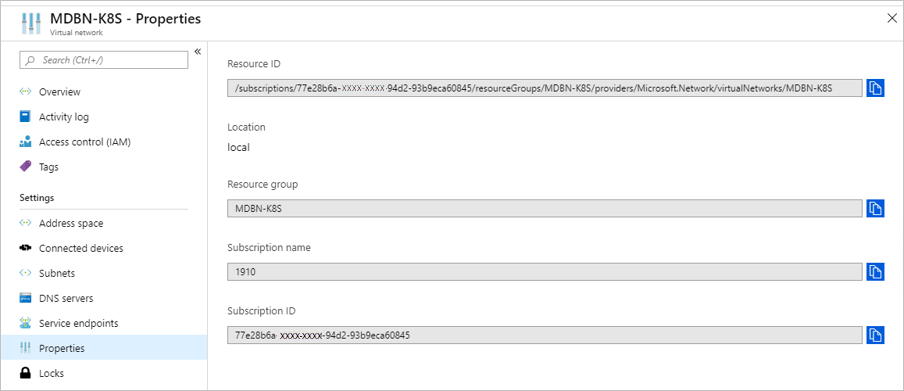 virtual network Resource ID