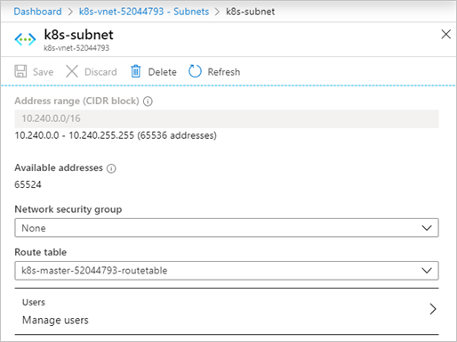 route table and network security group