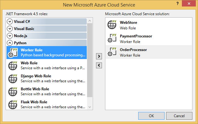 Azure Cloud Service Dialog