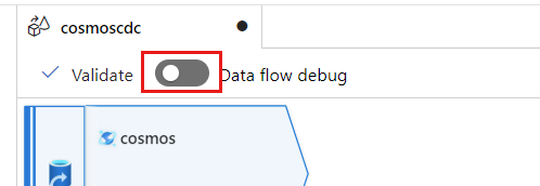 Screenshot of the toggle option to enable data flow debug.