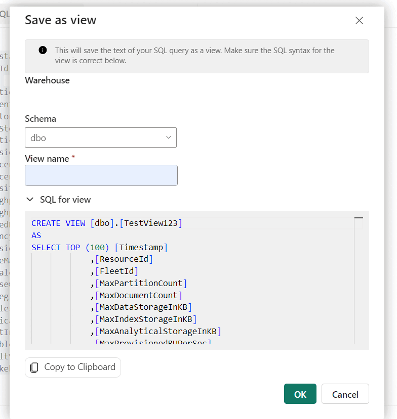 Screenshot of the dialog to specify the name of the new view in the workspace.