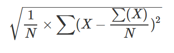 Image showing a Stdev sample formula.