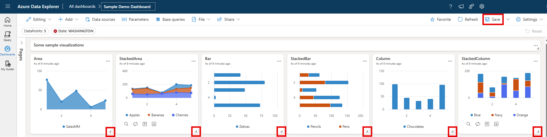 Resize and save dashboard.